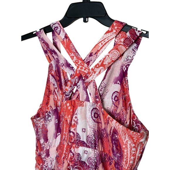 Soma Maxi Dress Crossback Straps Coral Purple Babydoll Y2K Size Large NWT - Picture 8 of 12